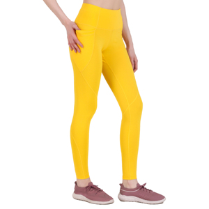 Women's High Waist Yellow Yoga <b>Leggings</b> Full Length Seamless With <b>Pockets</b> Four-Way Stretch Solid Color Pants - Product Image 5
