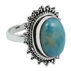 Wholesale Larimar Gemstone Bezel Setting <b>Ring</b> <b>Crafted</b> From 925 Sterling Silver Simple Elegant Unisex Jewelry At Wholesale Price - Product Image 1