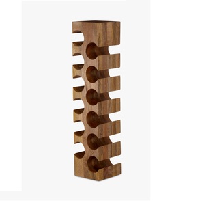 Porte-vin en bois sur pied, base robuste, construction en bois massif, idéal pour le rangement du vin dans les bars et les cuisines - Product Image 2