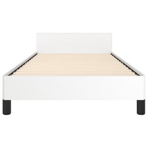 Cadre de lit rembourré en similicuir blanc avec tête de lit en bois d'ingénierie - Product Image 5