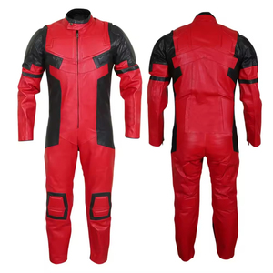 Combinaison de moto et de course automobile en cuir véritable rouge personnalisée pour homme, séchage rapide, haute qualité, vente en gros - Product Image 1