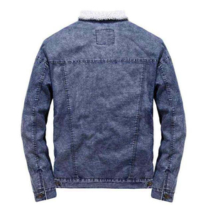 Men Men Denim Jacket With Sherpa Lining Casual Jeans Jacket <b>Thick</b> Washed Blue Jean <b>Coat</b> Regular Fit Breathable Men's Jacket - Product Image 2