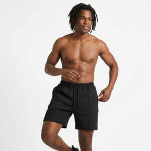 Shorts décontractés pour hommes, noirs, unis, à cordon de serrage, taille mi-haute, respirants, en polyester - Product Image 2
