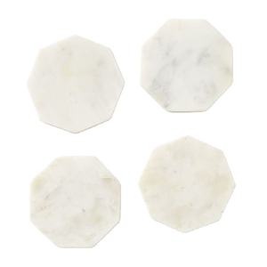 Elegant Round White Marble Stone Coasters Set of 4 Stylish Drink Pads for <b>Table</b> <b>Protection</b> and Home Decor Drink Holders Decorate - Product Image 1