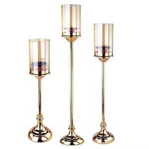 Support de bougie conique en métal doré style nordique, chandelier élancé à tête unique, centre de table pour salle à manger, mariage, décoration intérieure - Product Image 5
