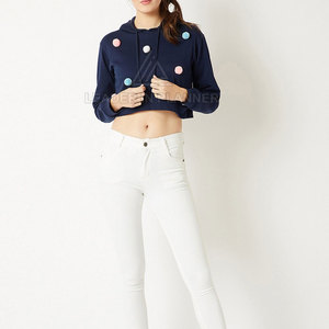 Reasonable Price Best Selling <b>Winter</b> Women Crop <b>Top</b> Hoodies 100% Cotton Custom Design Breathable Street Wear - Product Image 4