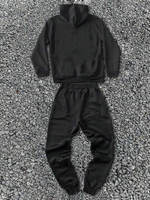 Ensemble de survêtement personnalisé pour hommes, coupe classique, avec logo imprimé, en molleton épais, style urbain, comprenant un sweat à capuche et un pantalon de survêtement
