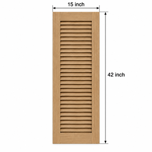 Persianas de Madera Maciza Personalizadas con Acabado en Roble Natural para Decoración Exterior del Hogar, Persiana de Madera Maciza - Product Image 1