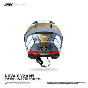 Casque demi-face JPX Nova X V2 avec motif X V2 N5, doté d'une double visière et d'un design élégant uni pour le motard moderne - Product Image 4