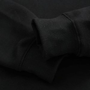 Sudadera con capucha corta negra de manga larga, color liso, informal, de forro polar, para otoño - Product Image 3