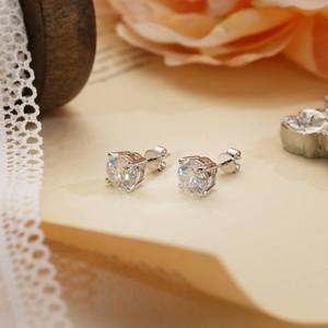 1.50 Cts CVD Lab Grown Loose Cut Diamond <b>Stud</b> Earrings 14K Gold VVS Clarity Screw Shape Silver Women's Party Gifts jewelry - Product Image 1