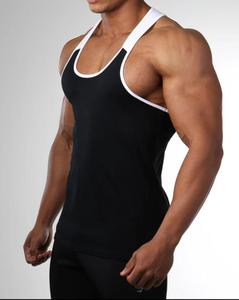 Men <b>Tank</b> <b>Top</b> Black <b>White</b> Contrast Sleeveless Casual Breathable Knitted O-Neck Solid Design - Product Image 2