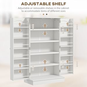 Credenza da Cucina Bianca da 41 Pollici con 5 Ripiani e 12 Portaspezie Regolabili per Sala da Pranzo o Soggiorno - Product Image 5