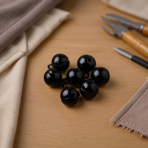 Ilan Cascabel Bell 14Mm Nero Laccato 6Pc Perline per Abbigliamento - Product Image 3