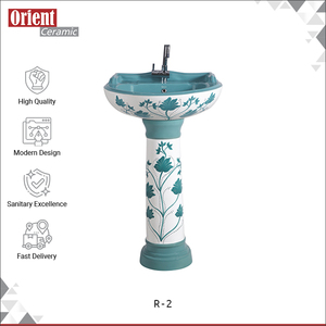 Última llegada de stock de lavabos de pedestal de cerámica blanca de diseño de lujo, origen India, de alta calidad, a buen precio. - Product Image 2