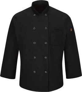 Veste de chef professionnelle à manches longues, double boutonnage, avec fermeture à boutons et col montant, uniformes de chef pour hommes - Product Image 3