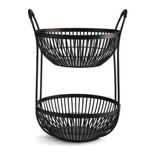 Corbeille à fruits minimaliste en fer noir, panier à fruits en fil métallique pour comptoir de cuisine, décoration de table à manger - Product Image 2