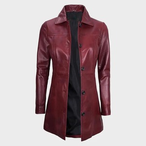 เสื้อโค้ทหนังแกะทำมือทรงเทรนช์โค้ท ดีไซน์หรูหราติดกระดุม - Product Image 4