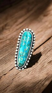 Big Western Gemstone <b>Statement</b> <b>Ring</b> Handmade Cowgirl Style Jewelry Turquoise Fashion <b>Ring</b> for Women - Product Image 3