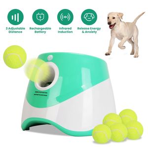 Lanciatore Automatico di Palline per Cani con 6 Palline da Tennis, 3 Distanze di Lancio Regolabili, Macchina Interattiva per il Gioco di Porta e Rientra - Product Image 1