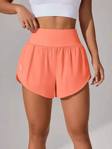 Nouveaux shorts de sport vintage taille haute pour femme en tissu Oxford, pantalon de yoga 2-en-1, séchage rapide, anti-reflet, coupe régulière, avec cordon de serrage - Product Image 1