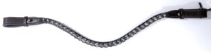 Exquisita Diadema de Cuero Genuino Curvado de Alta Gama con Cristales Rivoli de Diamante Negro y Decoración de Brida para Caballo con Anilla para Studs - Product Image 3