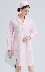 Pink Woven Lab <b>Coat</b> with Buttons Pockets Needle <b>Detection</b> Seamless Fusing for Unisex Hospital Use - Product Image 5
