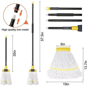 Mop Industriale Professionale Resistente con Manico Lungo 60cm per Aree ad Alto Traffico - Product Image 3