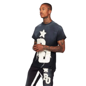 Pantalon de survêtement pour homme, style streetwear décontracté, imprimé croisé tendance, design color-block noir et blanc légèrement évasé - Product Image 2