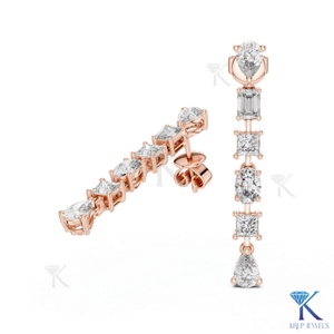 Pendientes de Lujo con Doble Halo de Diamantes Cultivados en Laboratorio con Corte Brillante, Oro Sólido de 14K, Cierre de Rosca Seguro para Mujer, Ideales para Fiestas - Product Image 5