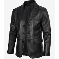 Blazer chauffant pour homme en cuir de vachette noir véritable de qualité supérieure, modèle 2026, 100 % haute qualité, faible MOQ, grandes tailles, mode hiver