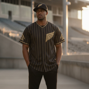 Proveedor de Uniformes Deportivos Personalizados OEM, Uniforme de Béisbol con Cierre de Botones, Malla Transpirable a Rayas, Uniforme de Entrenamiento para Equipos - Product Image 5