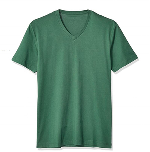 Men's V-Neck Short Sleeve Cotton T-<b>Shirt</b> Regular Fit Solid Color Casual Jersey Knit Blue - Product Image 2