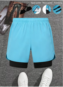 Men s Solid Color Satin Shorts Elastic Waist Breathable Casual Wear <b>Mid</b> Rise 100% Polyester Woven Fabric Double <b>Layer</b> Shorts - Product Image 6