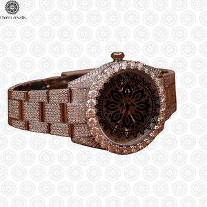 Montre de luxe Charm Jewells en acier inoxydable, boîtier polygonal de 45 mm, mouvement mécanique analogique, mode masculine, accents de diamants, acier inoxydable - Product Image 3
