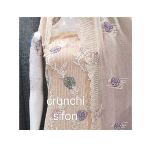 Salwar Kameez de Chifón Crujiente Sin Coser con Dupatta de Piedras Zarkan, Elegante Ropa de Ocasión para Mujer en Invierno - Product Image 1