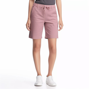 Shorts Bermuda de Algodón Color Coral para Mujer, Cintura Media, Cordón Ajustable, Corte Regular, Bolsillos, Transpirables, Estilo Tejido - Product Image 3