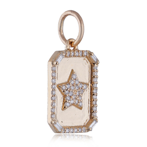 Colgante de Estrella de Oro Amarillo de 14k con Diamantes Naturales Pavé y Corte Baguette, Joyería al por Mayor - Product Image 2