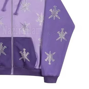 Sweat à capuche pour homme avec strass, style streetwear, scintillant, décontracté, pour soirée, respirant, doux, confortable, pour tous les jours - Product Image 4
