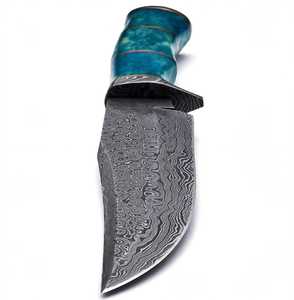 Herramienta Utilitaria de Acero de Damasco Hecha a Mano con Mango de Hueso Estabilizado con Turquesa y Separador de Latón - Product Image 2