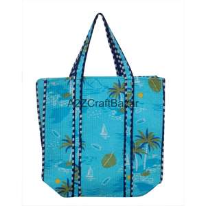 Bolsa de Mano Grande de Algodón Acolchado Hecha a Mano con Asa Larga, Ecológica y Sostenible, Opción de Regalo para Uso Diario, Hecha en Rajasthan - Product Image 4