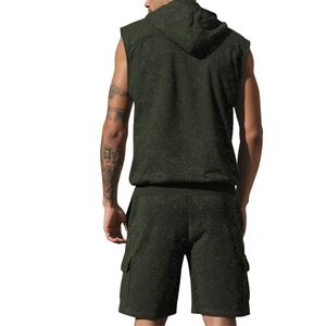 Conjunto de Sudadera sin Mangas y Pantalones Cortos Personalizados para Hombre, Lavado Ácido, Traje Deportivo de Dos Piezas, Ropa Deportiva de Verano, Fabricante OEM ODM, Ropa Urbana - Product Image 2