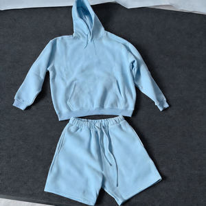 Men's Custom Summer Casual Short <b>Sets</b> 2-Piece Pullover Hoodie & Shorts Unisex Breathable Cotton Fleece - Product Image 2