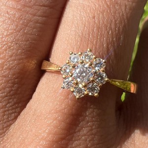 Floral Cluster Lab Grown Diamond Stackable Rings Minimalist Dainty Luxury Everyday Wear Engagement Bands Custom 14K Solid Gold - Product Image 1