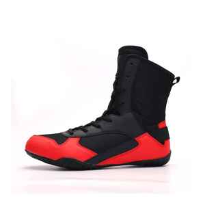 High Top Boxing Shoes Black Red <b>Mesh</b> Lace Up Breathable Sport <b>Boots</b> new design High-top boxing shoes Custom made sport <b>boots</b> - Product Image 3