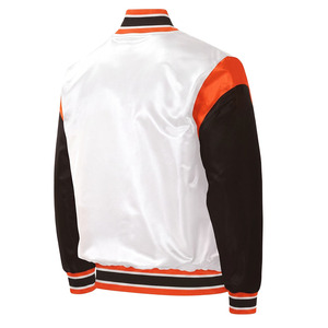 Custom <b>Men's</b> College Logo Varsity Bomber Jacket Casual Satin Embroidered Cow Skin Waterproof Winter <b>Coat</b> <b>Double</b> <b>Breasted</b> - Product Image 2