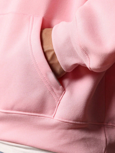 Wholesale OEM Custom Logo 100% Cotton Light Pink Drop Shoulder Hoodies Heavy <b>Weight</b> <b>Blank</b> Solid Sweatshirt Men's Hoodies USA Y2K - Product Image 4