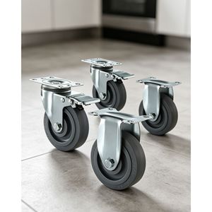 Set di 4 Ruote Girevoli Rinforzate da 5 Pollici (2 con Freno, 2 Rigide) Compatibili con Contenitori Termici per Alimenti, Diametri Ruote 100mm e 75mm - Product Image 5