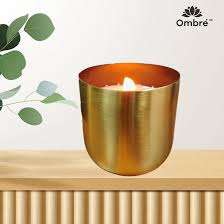 Bougeoir en métal plaqué or au design moderne, pour table, décoration de Noël, personnalisable. - Product Image 4