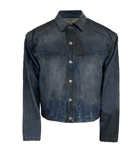 2026 Autumn Men's Tuxedo Shirt Square Collar Full Sleeve Denim Fabric Beaded Casual Solid Anti-Wrinkle Quick Dry Waterproof - Product Image 2